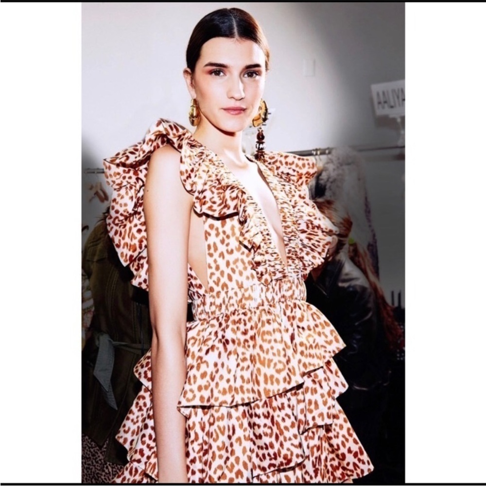 ULLA JOHNSON Viola gown tiered layered cheetah size 2 leopard dress